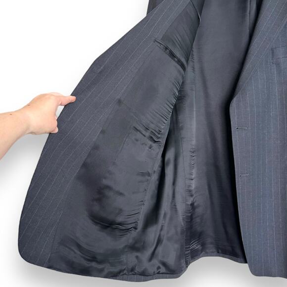 Brooks Brothers 346 Wool Stretch Charcoal Gray Pin Stripe Blazer Men's 46L - Picture 8 of 14